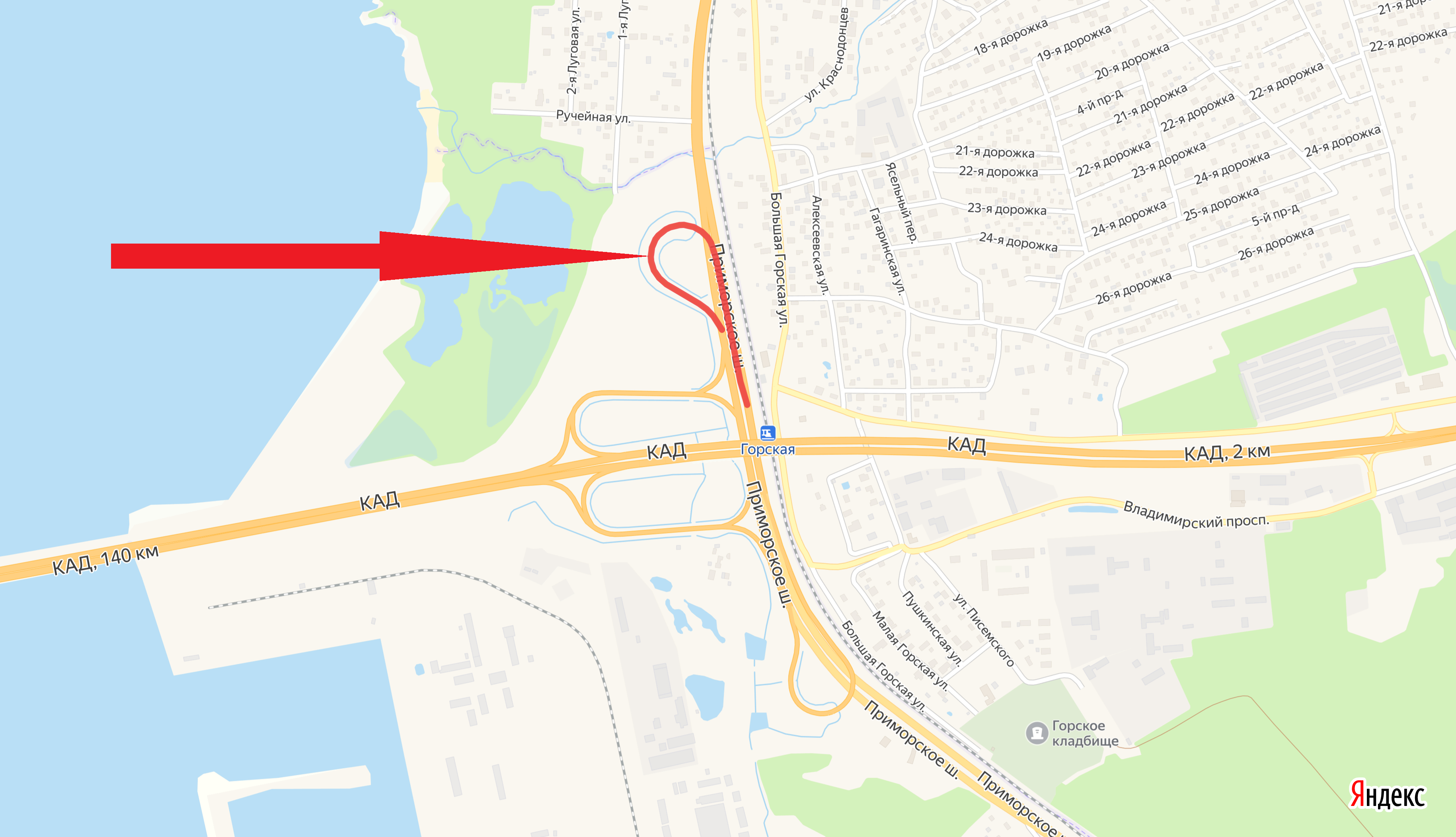 На развязке КАД с Приморским шоссе полностью перекроют разворотную петлю с 10 мая