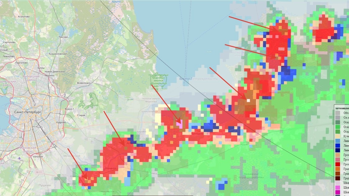 Синоптик Колесов показал фото наступления циклона «ZELDA» на Петербург