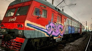 В Петербурге два вандала на территории депо с помощью баллончиков разрисовали вагоны электропоезда