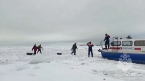 Спасатели вернули на берег Финского залива десять рыбаков, оставшихся на отколовшейся льдине