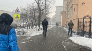 В первый день весны Петербург засыпало снегом