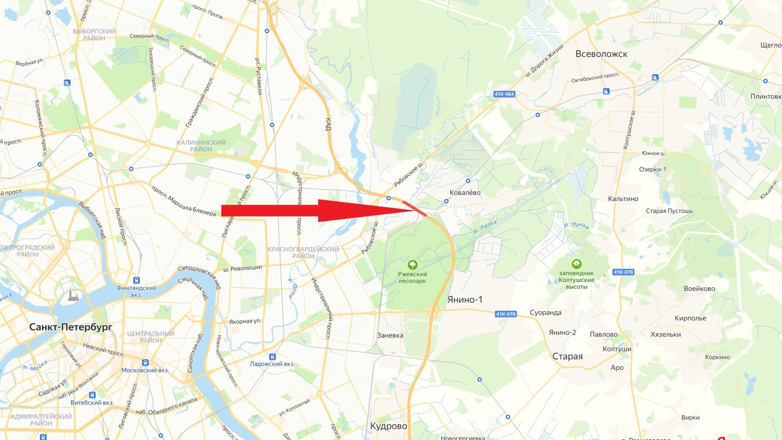 На КАД с 17 мая перекроют две полосы движения между Колтушским и Рябовским шоссе