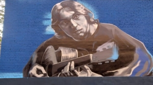 Торжественное открытие нового граффити с портретом Михаила Горшенёва в Петербурге