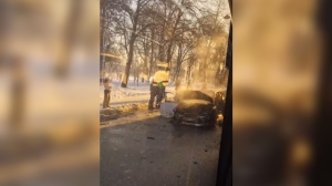 Субботним утром петербуржцы заметили горящий Ford на Обуховской обороны