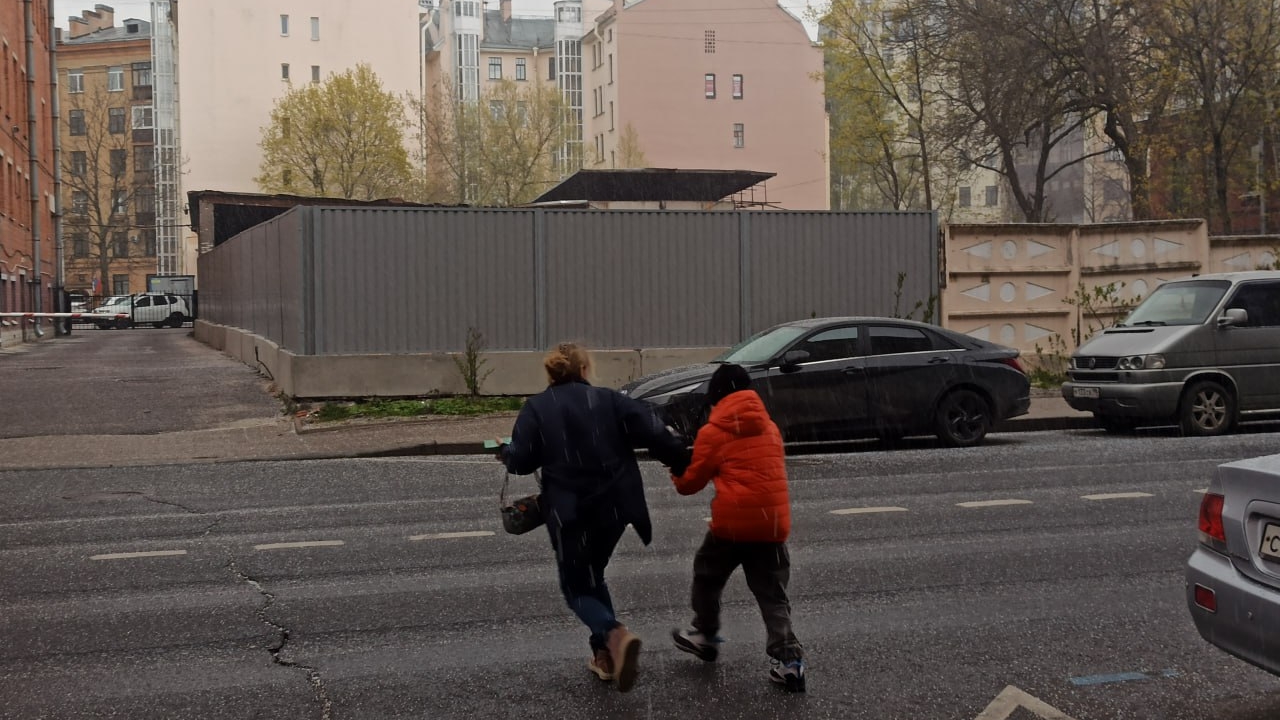 Самый грустный фоторепортаж: в след за снегом петербуржцев добило майским градищем