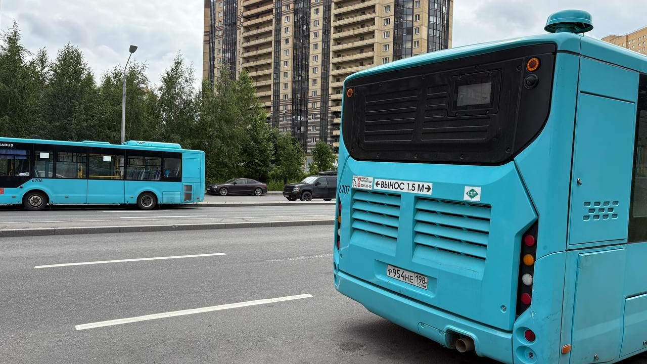 Лазурный въехал в остановку в Парголово: пассажиры остались у покосившегося навеса