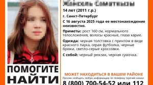 В Петербурге 14-летняя девочка с красными волосами бесследно пропала с 16 августа