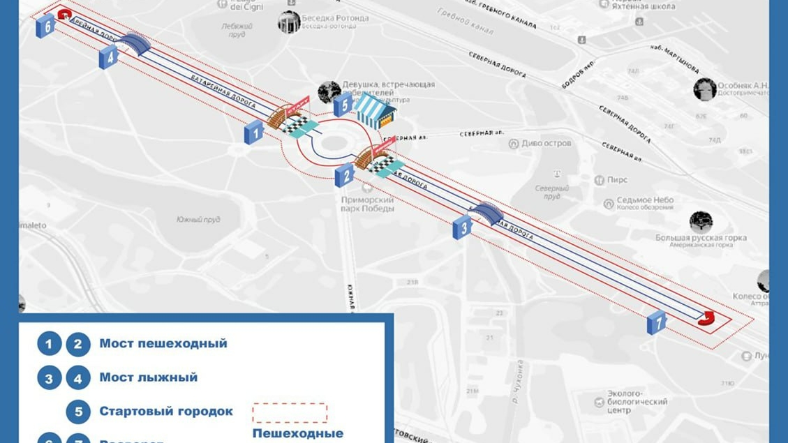 В Приморском парке Победы обустроят лыжню: схема расположения