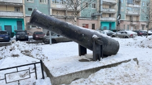 На детской площадке на Просвещения увидели старинную пушку: как она там оказалась