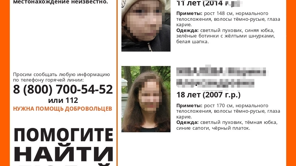 Пропавшие в Петербурге мать и две ее дочки найдены живыми в другом регионе