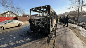 У метро «Девяткино» дотла сгорела маршрутка «Мурино-Лаврики»