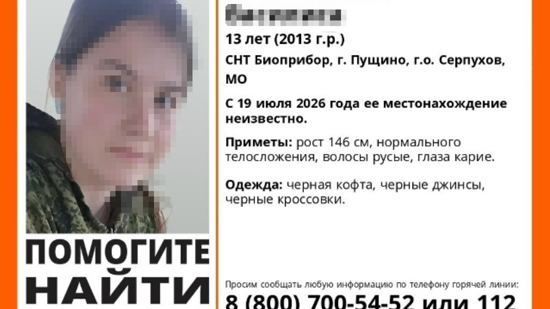 Собака привела к следам машины: 13-летнюю девочку из Подмосковья не могут найти с 19 июля