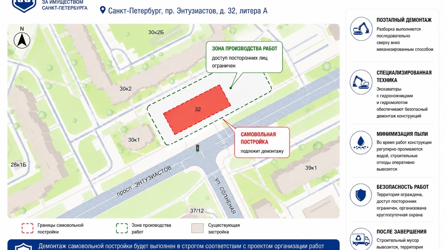 В Петербурге ККИ сносит недостроенный торговый комплекс на Энтузиастов