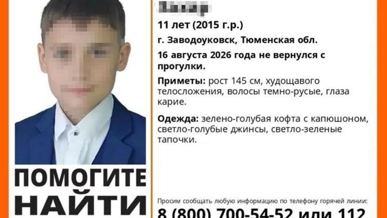 Ушедшего в тапочках 11-летнего мальчика не могут найти под Тюменью